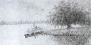 Skiff Moored In The Reeds Near A Live Oak Skiff Moored In The Reeds Near A Live Oak