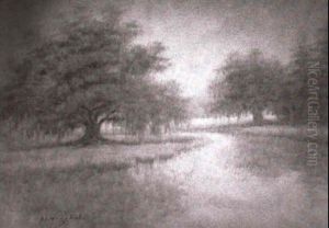 Bayou Scene With Live Oaks And Cypresses by Alexander John Drysdale