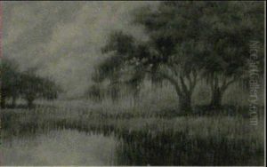 City Park View With Live Oaks by Alexander John Drysdale