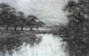 Bayou Landscape With Oaks And Cypresses by Alexander John Drysdale