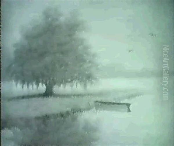 Bayou Scene With Live Oak And Pirogue - view 1