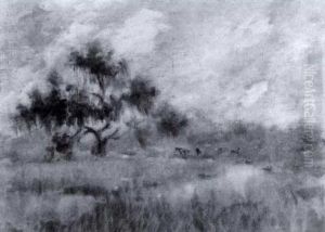Livestock In A Louisiana Landscape by Alexander John Drysdale