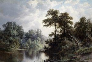 River Landscape by Pavel Pavlovich Dshogin