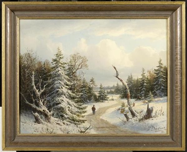 Waldlandschaft Mit Spazierganger - view 1