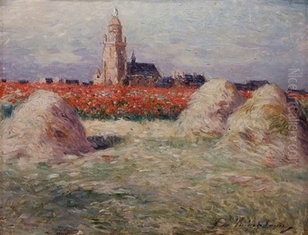 Haystacks And Field Of Poppies Near The Croisie - view 1