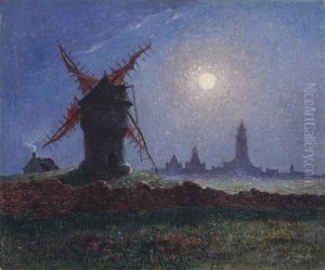 Moulin De La Masse Au Clair De Lune (bourg De Batz) by Ferdinand du Puigaudeau