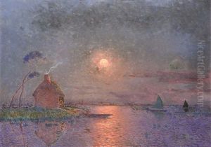 Coucher De Soleil En Briere Sur L'eau by Ferdinand du Puigaudeau