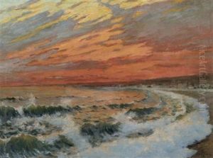 Coucher Du Soleil Sur La Mer by Ferdinand du Puigaudeau