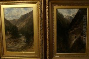 A Pair, Rocky Mountains, British Columbia And A Mountain Pass by Francis Abel William Armstrong