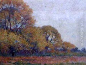 Paysage D'automne, Paysanne A L'oree Du Bois by Ferdinand du Puigaudeau