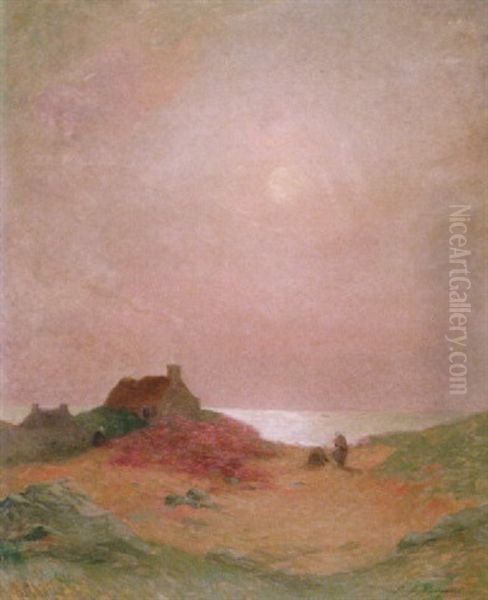 Bretonne Pres Du Rivage Au Soleil Couchant - view 1