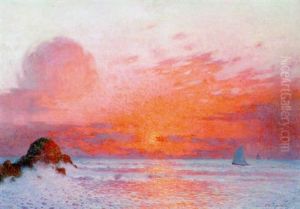 Coucher De Soleil Sur La Mer (voiliers Au Soleil Couchant) by Ferdinand du Puigaudeau
