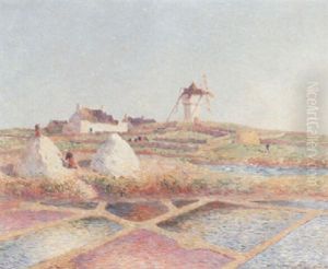 Paysage Au Moulin Dans Les Marais Salants