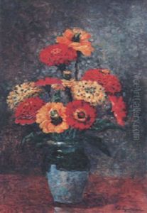 Composition Au Bouquet De Fleurs Et Au Pichet