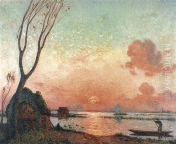 Coucher De Soleil Sur Les Marais En Briere - view 1