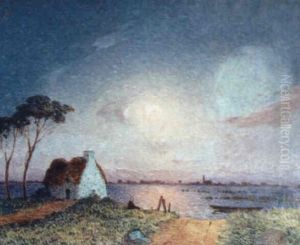 Coucher De Soleil Sur Les Marais Pres De Batz by Ferdinand du Puigaudeau