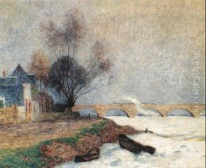 La Loire Prise Par La Glace Au Pont De San Francisco A      Nantes
