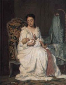 Interior Med Mor Og Barn by Adolphe Henri Dubasty