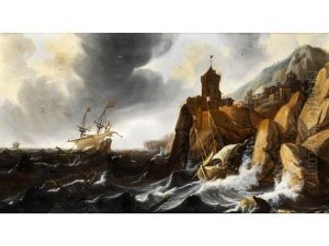 Schiffe Auf Sturmischer See by Hendrik Jacobsz Dubbels