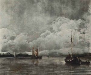 Dutch Hoys In A Calm by Hendrik Jacobsz Dubbels