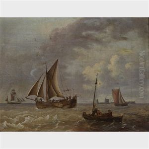Marine (small Ships Near A City Port) by Hendrik Jacobsz Dubbels