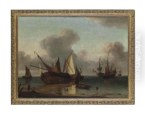 Shipping Becalmed Off A Coast - view 1