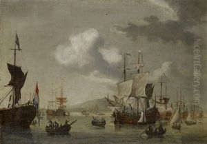 Hollandska Orlogsfartyg Pa Redden by Hendrik Jacobsz Dubbels