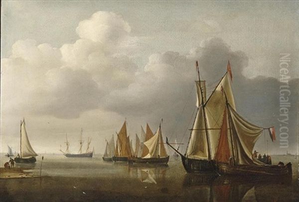 Ships On A Calm Sea Near The Coast - view 1