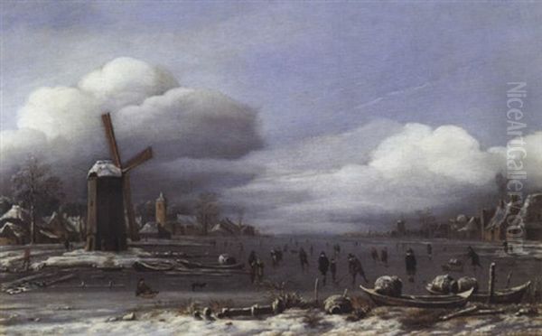 Scene D'hiver Avec Patineurs - view 1