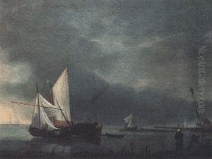 A Shipping Scene With Stormy Skies by Hendrik Jacobsz Dubbels
