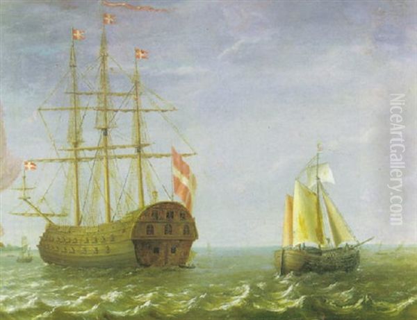 The Royal Prince, A Danish Man-o-war With Other Shipping - view 1
