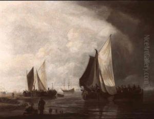 Shipping On The Ij Off Amsterdam by Hendrik Jacobsz Dubbels