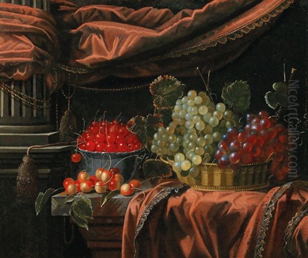 A Still Life With Grapes And Cherries - view 1