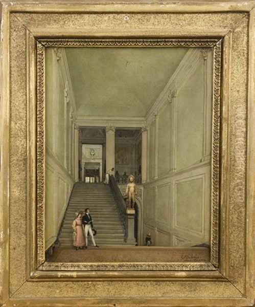 Vue De L'interieur De L'escalier De La Galerie Des Tableaux De Florence D'apres Nature - view 1