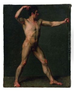 Academie D'homme En Pied, Dans La Position D'un Archer Bandant Son Arc