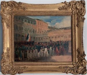 Paris, Les Tuileries, Rassemblement De La Garde Nationale Pour L'anniversaire De Louis-philippe Represente Ici Avec Ses Fils Paris, Les Tuileries, Rassemblement De La Garde Nationale Pour L'anniversaire De Louis-philippe Represente Ici Avec Ses Fils