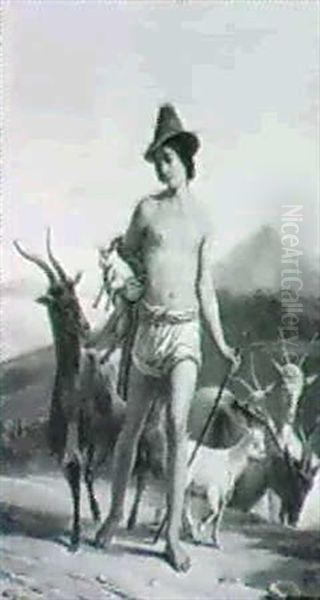 A Neapolitan Goatherd With A View Of Vesuvius In The        Background - view 1