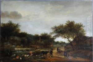 Troupeau A L'entree D'un Village by Guillam Dubois