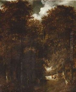 Waldweg Mit Wanderern, Im Hintergrund Vor Einer Dune Rastendes Paar by Guillam Dubois