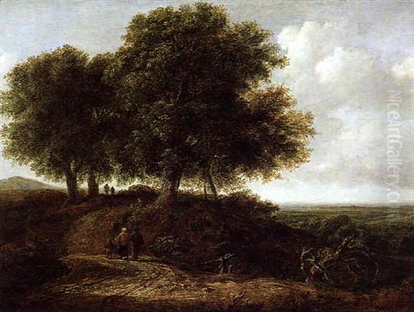 Reisende In Einer Weiten, Bewaldeten Landschaft - view 1