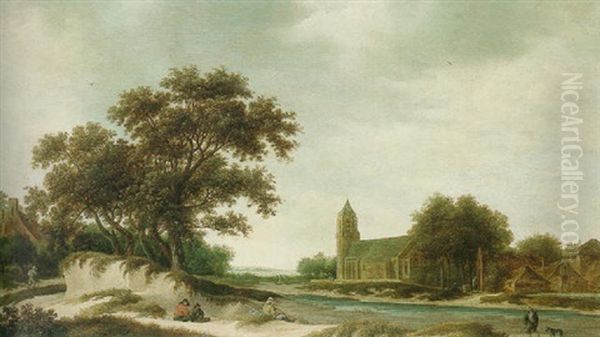 Village Landscape With A Church Beyond - view 1