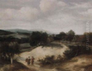 A Dune Landscape And A Small Village With Hunters Beyond by Guillam Dubois