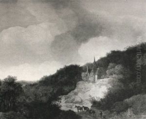 Landscape With Travellers On A Sandy Road Landscape With Travellers On A Sandy Road