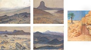 Paysages Du Hoggar (5 Works, Various Sizes) by Paul Emile Dubois