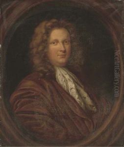 Portrait Of A Gentleman, Quarter-length, In A Brown Coat And White Cravat by Simon Dubois