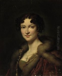 Portrait Of Henriette Louise Peterson, Wife Of Auguste, Baron Du Bois De Ferrieres In A Fur-trimmed Red Mantle And Jewels Portrait Of Henriette Louise Peterson, Wife Of Auguste, Baron Du Bois De Ferrieres In A Fur-trimmed Red Mantle And Jewels