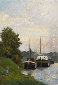 Reissender Bach In Gebirgslandschaft by Albert Dubois-Pillet