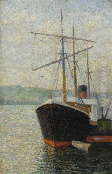 Steamer Dans Le Port De Rouen Ou Trois-mats A Quai - view 1