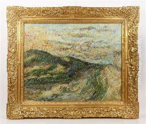 Pointillist Mountain Scene