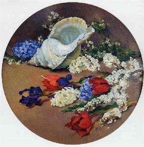 Bodegon De Flores Y Caracola by Luis Dubon Portoles